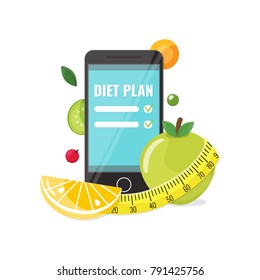 Phone with app of diet plan