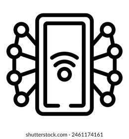 Phone app icon outline vector. Smart web. Cellphone internet