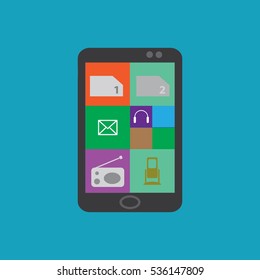 phone with app icons on the screen. vector illustration