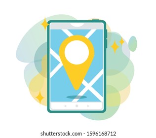 The phone app of location searching. Concept design of the location pin