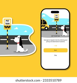 Phone App Pet taxi vector illustration Transfer service for animals