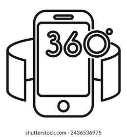 Phone app pointer icon outline vector. Solitary panoramic. Rotate 360 degree