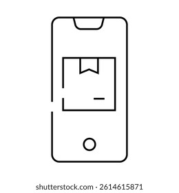 phone app for tracking delivery line icon vector. phone app for tracking delivery sign. isolated contour symbol black illustration
