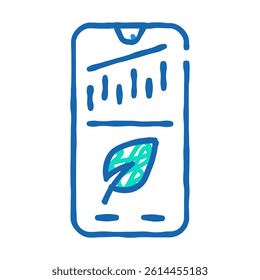 phone application for monitoring chia cryptocurrency rate doodle icon sketch vector. phone application for monitoring chia cryptocurrency rate sign. isolated symbol illustration