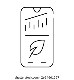 phone application for monitoring chia cryptocurrency rate line icon vector. phone application for monitoring chia cryptocurrency rate sign. isolated contour symbol black illustration