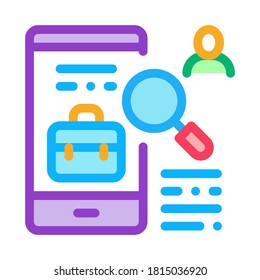 phone application search job icon vector. phone application search job sign. isolated contour symbol illustration