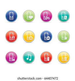 Phone Applications icon set 11 - Colored Buttons Series.  Vector eps 8 format, easy to edit.