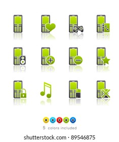 Phone Applications icon set 11 - Multi Color Series.  Icon set in EPS 8 format with high resolution JPEG EPS file contains five color variations in different layers