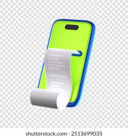 Teléfono con serigrafía aprobada Un Comprobante Icono de ilustración 3D Vector de estilo de dibujos animados