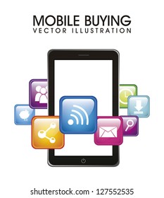 phone with apps, mobile buying. vector illustration