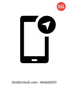 Phone with arrow Icon Flat Style Isolated Vector Illustration