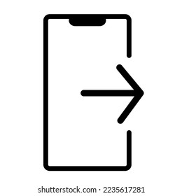 icono de vector de teléfono y flecha aislado en fondo blanco, ilustración vectorial 