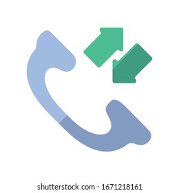 phone and arrows icon over white background, flat style, vector illustration