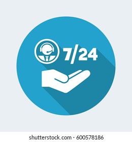 Phone assistance 7/24 - Vector web icon