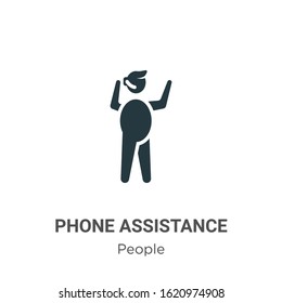Phone assistance glyph icon vector on white background. Flat vector phone assistance icon symbol sign from modern people collection for mobile concept and web apps design.