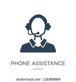 phone assistance icon vector on white background, phone assistance trendy filled icons from People collection, phone assistance vector illustration