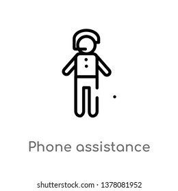 phone assistance vector line icon. Simple element illustration. phone assistance outline icon from people concept. Can be used for web and mobile