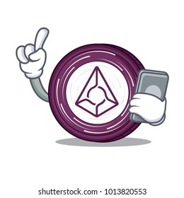 With phone Augur coin character cartoon