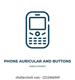 Phone auricular and buttons icon. Linear vector illustration from mobile phones collection. Outline phone auricular and buttons icon vector. Thin line symbol for use on web and mobile apps, logo, 