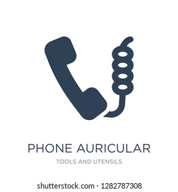 phone auricular with cable icon vector on white background, phone auricular with cable trendy filled icons from Tools and utensils collection, phone auricular with cable vector illustration