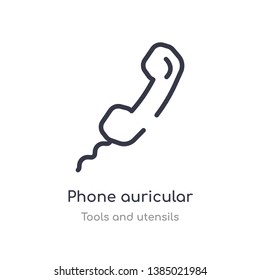 phone auricular with cable outline icon. isolated line vector illustration from tools and utensils collection. editable thin stroke phone auricular with cable icon on white background