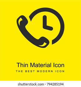 Phone auricular and a clock bright yellow material minimal icon or logo design