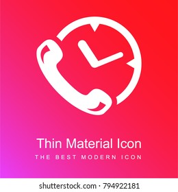 Phone auricular and clock delivery symbol red and pink gradient material white icon minimal design