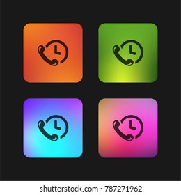 Phone auricular and a clock four color gradient app icon design