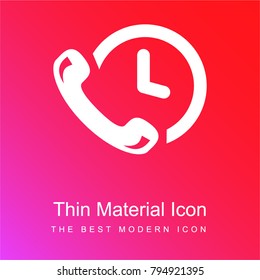 Phone auricular and a clock red and pink gradient material white icon minimal design