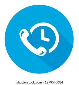  Phone auricular and a clock  vector icon illustration