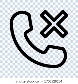 Phone auricular with a cross sign icon vector icon. Simple element illustration. Phone auricular with a cross sign symbol design on blank background