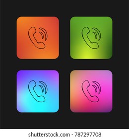 Phone auricular hand drawn outline four color gradient app icon design