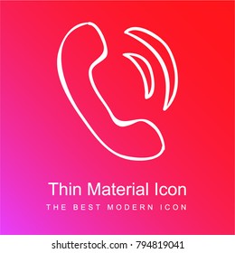 Phone auricular hand drawn outline red and pink gradient material white icon minimal design