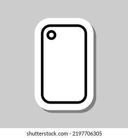 Phone back, camera simple icon vector. Flat design. Sticker with shadow on gray background.ai