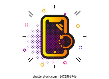 Phone backup sign. Halftone circles pattern. Smartphone recovery icon. Mobile device symbol. Classic flat smartphone recovery icon. Vector