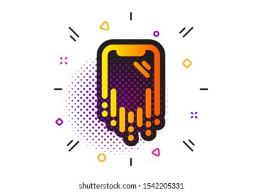 Phone backup sign. Halftone circles pattern. Smartphone recovery icon. Mobile device symbol. Classic flat smartphone recovery icon. Vector