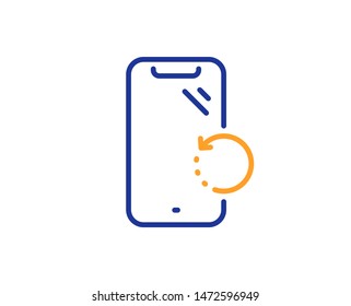 Phone backup sign. Smartphone recovery line icon. Mobile device symbol. Colorful outline concept. Blue and orange thin line smartphone recovery icon. Vector