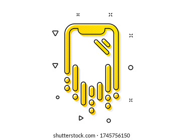 Phone backup sign. Smartphone recovery icon. Mobile device symbol. Yellow circles pattern. Classic smartphone recovery icon. Geometric elements. Vector