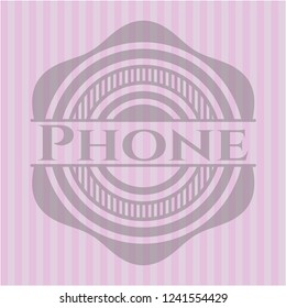Phone badge with pink background