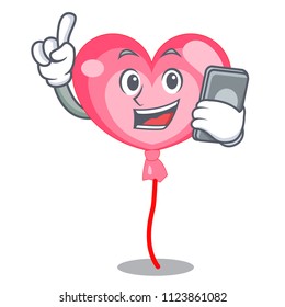 With phone ballon heart character cartoon