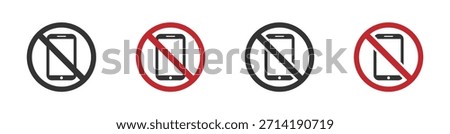 Phone ban vector icons set. No phone allowed vector sign