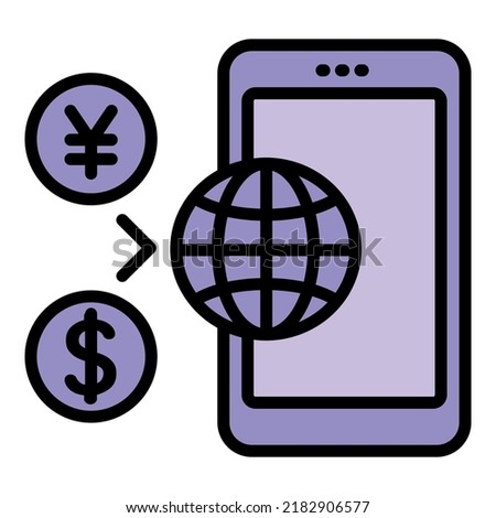 Phone banking icon outline vector. Online payment. App cash