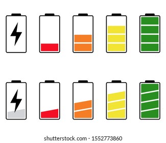 Set Smartphones Batteries Battery Level Color Stock Vector (Royalty ...