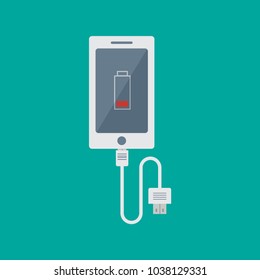 Phone Battery Charging. Low battery. Vector.