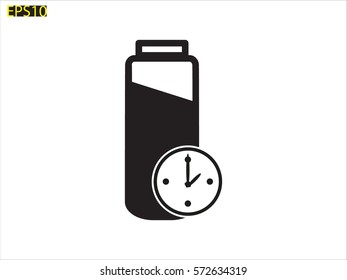 phone battery, clock, icon, vector illustration eps10
