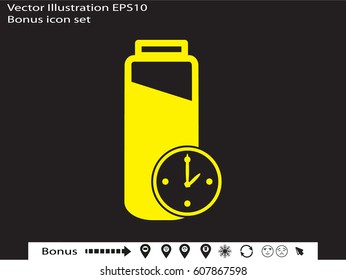 phone battery, clock, icon, vector illustration eps10
