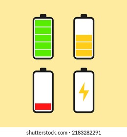 Juego de iconos de indicador de nivel de energía de la batería de teléfono