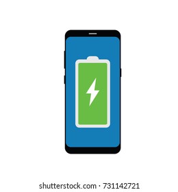 Phone with battery flat icon isolated on white background. Vector Illustration.