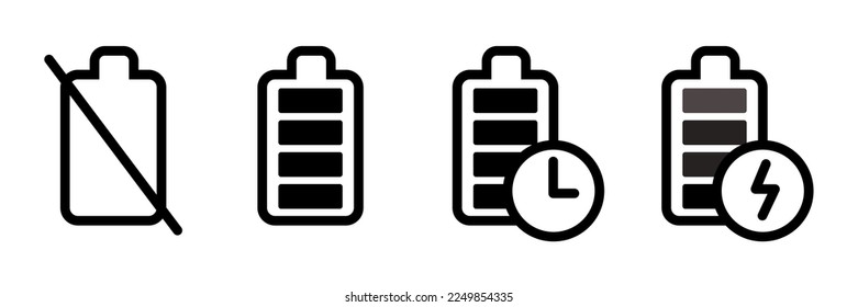 phone battery icon. full battery and low battery vector. flat style - stock vector.	
