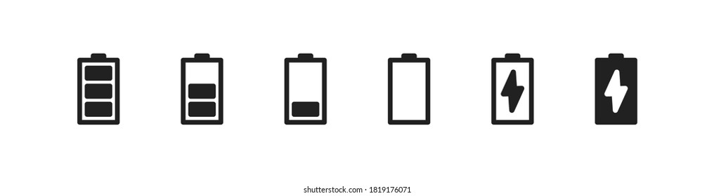 Phone battery symbol. Mobile charge level icon set in vector flat style.